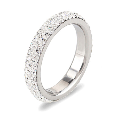 

1Pc New Fashion Simple Jewelry Three Rows Diamond Eternal Stainless Steel Ring Engagement Valentine Day Gift Jewelry