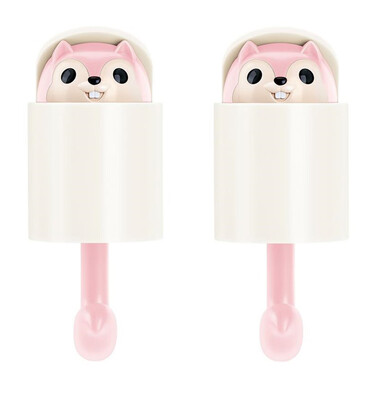 

Gobestart 2PC Squirrel Wall Hook Adhesive Home Cartoon Cute Hanger Key Umbrella Towel Cap Coat