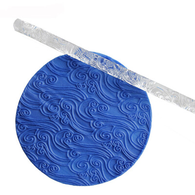 

Siaonvr Embossing Acrylic Rolling Pin Fondant Sugar Craft Cake Baking Decorating Tool
