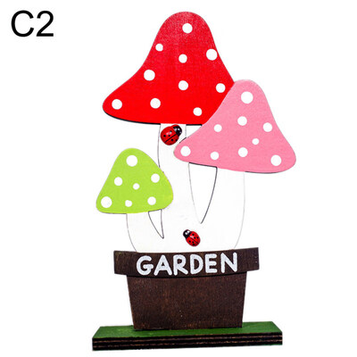 

Nordic Wooden Flower Tulip Mushroom Cute Easter Ornament Festival Home Decor