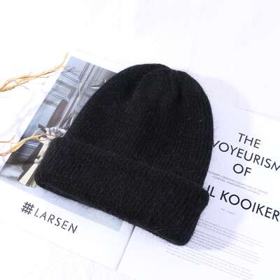

Japanese Angora Rabbit Hat Women Crimping Knit Hat Autumn&Winter Turtleneck Hat Couples Thicken Cold Hat Tide