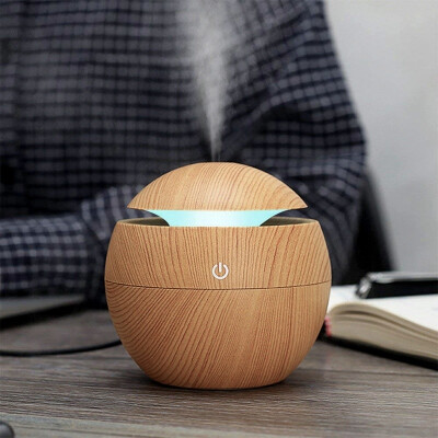 

New Hot 7 Colors LED Nightlights Mini USB Wood Grain Ultrasonic Mist Aroma Air Humidifier Essential Oil Diffuser