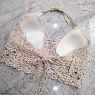 

2019 New Crop Top Sexy Women Summer Backless Crochet Top Knit Beach Knitting Halter Cami Tank Crop Top