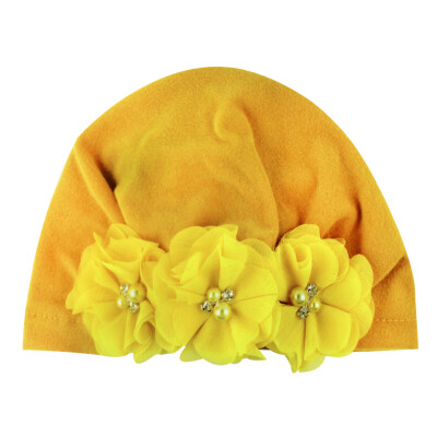 

Fashion Soft Baby Caps Fashion Pearl Floral Design Girls Boys Caps Baby Hat Infant Turban Elastic Cap 1-3T