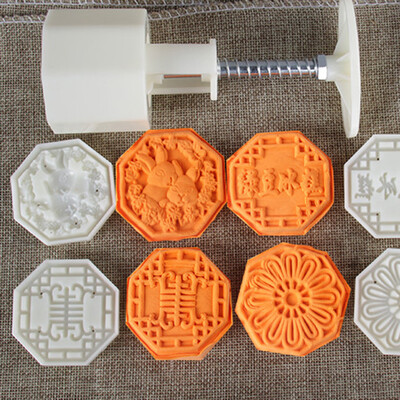 

Toponeto Mooncake Mold Flower Mid-autumn Festival Hand Press Moon Cake Cutter Molds Set