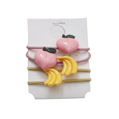 

4PCS Kids Cute Fashion High Quality Elastic Fruit Vegetable Design Hair Ropes Women Girl Elastic Hair Bands Hair Accessories