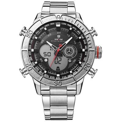 

WEIDE WH6308 Dual Display Two Movement Quartz Digital Men Watch Sports 3ATM Waterproof 50mm Big Dial Large Face Week Calendar Alar
