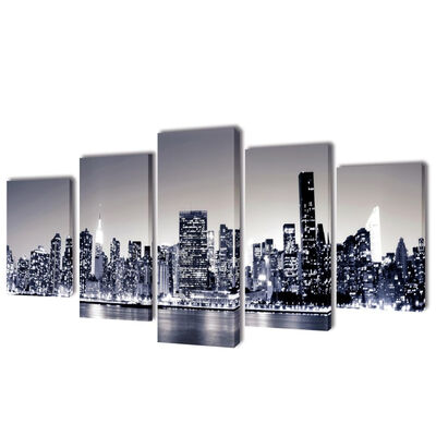 

Canvas Wall Print Set Monochrome New York Skyline 79" x 39"