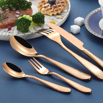 

Toponeto 5PCS Stainless Steel Upscale Dinnerware Flatware Cutlery Fork Spoon Teaspoon BK