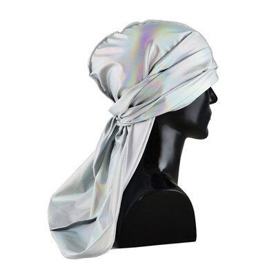 

Unisex Women Men Silky Durags Long Tail Satin Turban Hijab Cap Pirate Hat For Hair Accessories