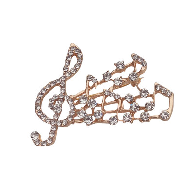 

New Trendy Womens Gold Color Musical Note Charm Pink Austrian Crystal Brooch Pin Gift Jewelry