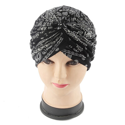 

New Ladies Paisley Hat Headwear Fashion Turban Pleated Womens Bandana