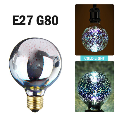 

G80 LEDs Retro Edison Bulb E27 Base 3D Fireworks Decorative Light Lamp Bulbs AC 85-265V