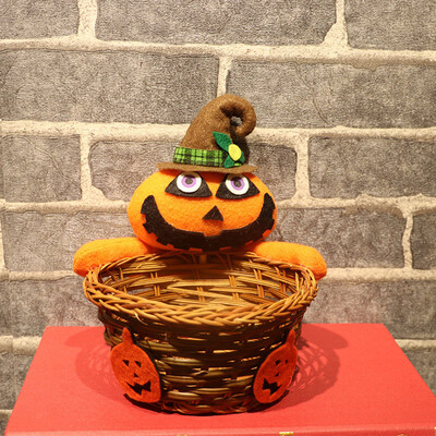 

Toponeto Doll Fruit Decoration Bowl Halloween Ghost Candy Basket Home Decor Hand-Woven