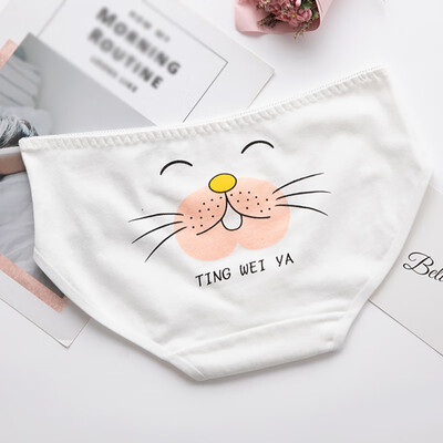 

2019 Womens Summer New Fashion Design Mid Rise Seamless Cotton Underwear Briefs Cartoon Print Cute Lingerie Ladies Underpants