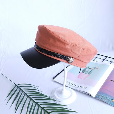 

Womens Hat Spring&Summer Tide Korean Black Flat Top Cap Personality Hip Hop Street Bailey Octagon Navy Hat Women Autumn
