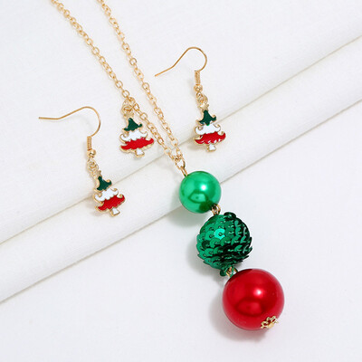 

Cute Enamel Christmas Tree Dangle Earrings Pendant Necklaces For Women Girls Jewelry Gifts