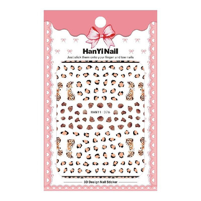 

1 Sheet 3D Nail Stickers F-lame Animal Letters Pattern Adhesive Nail Art Sticker Manicure Decoration