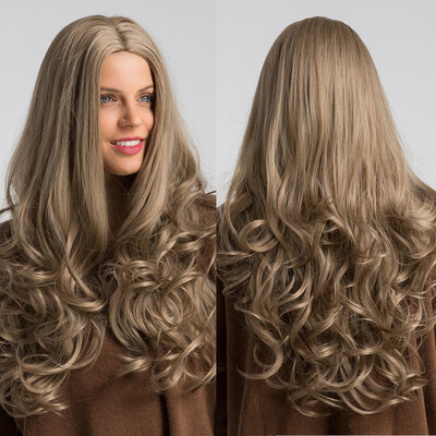 

Gobestart Waves Wig Glueless Wig Brown Women Heat-Resistant Synthetic Fiber Hair