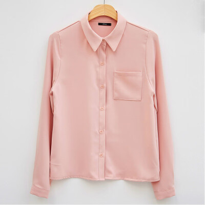 

Blouses Long Sleeve Turn-Down Collar Solid Ladies Chiffon Blouse Tops Sweet Style Women Shirts