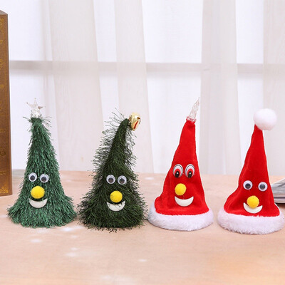

1pc New 6 Inch Singing Electric Hat For Christmas Swing Tree Christmas Decoration Children Toy Festival Party Supplies