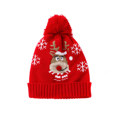 

Cute Children Hats Christmas Cute Cartoon Deer Snowflake Knitted Wool Warming Hat Halloween Gift