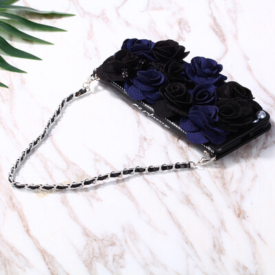 

9 Styles Vintage Handbag Book flip Cover Tassels Three-dimensional Flower Pendant Chain for iPhone Xs Max Flip Flower Case