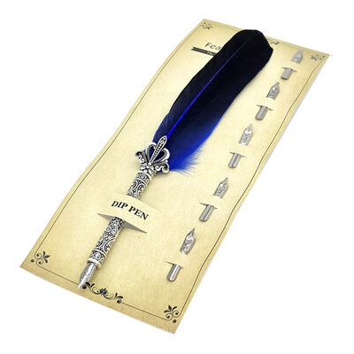 

Creative Feather Pen Set Feather Quill Pen Calligraphy Set Feather Ballpoint Ink Dip Pen With 5pcs Nibs