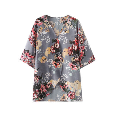 

Women Chiffon Floral Open Casual Blouse kimono Loose Summer Beachwear Cardigan Floral Print Chiffon Shirts