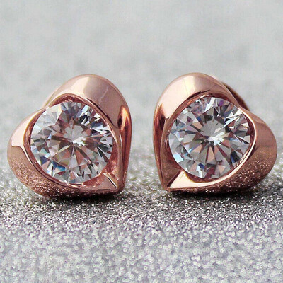 

Women Ear Studs 18K WhiteRose Gold Plated AAAA Zircon Earrings Engagement Gift