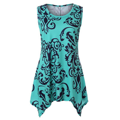 

Big Size 2018 New Summer Casual Sleeveless O-Neck Print Lace T-shirts Plus size Female Tees Tops 2018