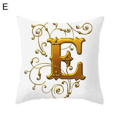

Golden Alphabet Printed Pattern Pillow Case Cushion Cover Home Sofa Car Decor