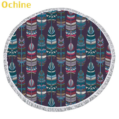 

150cm Summer Swimming Bath Towel Bohemian Pattern Round Microfiber Fringed Beach Towel Mat Carpet Blanket