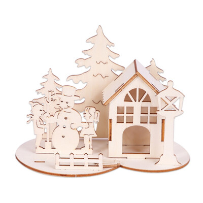 

Wood Christmas Ornaments Xmas Wooden Decoration Three-Dimensional Puzzle Ornaments Gifts