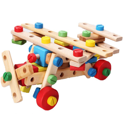 

Wooden Nuts&Bolts Tools Set Building Combination Shape Changed Car Truck Early Educational Blocks Toys
