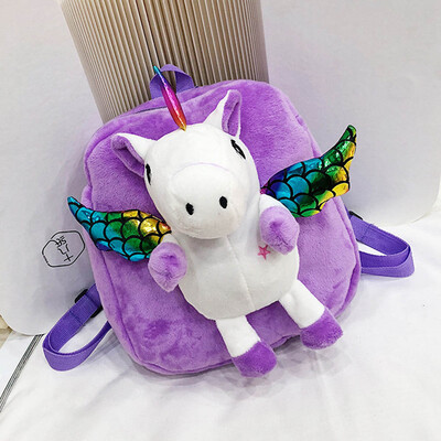 

3D Flying Unicorn School Bag Girls Boys Kids Plush Backpack Cartoon Wings Rainbow Unicorn Shoulder Bag