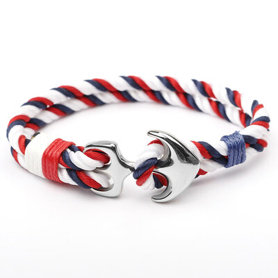 

High Quality Bracelets Men Charm Metal Nautical Survival Rope Chain Bracelet Male Wrap Bracelet