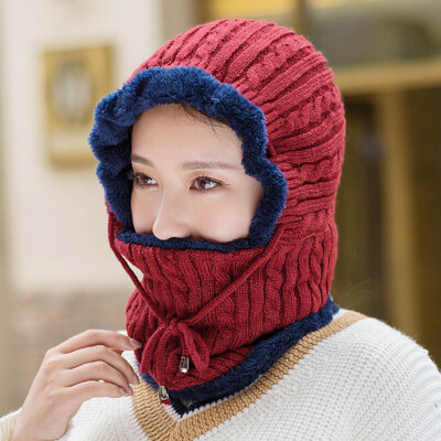 

Winter Men Women Warm Ski Beanie Cap Knit Wool Thick Snow Hat Skull Scarf Balaclava 2 In 1