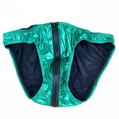 

Mens Low Waist Zipper Underwear Bulge Elastic Sexy Triangle Briefs Thongs Sissy