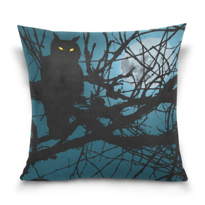 

ALAZA Thanksgiving Throw Pillow Cover 16 X 16 inch Cushion Cover with Owl In Night Printed Pillowcase