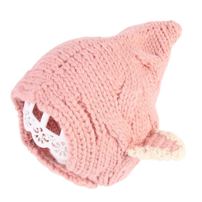 

Winter Newborn Hats Cute Warm Kids Girls Baby Solid Print Hats Knitted Wool Hemming Caps