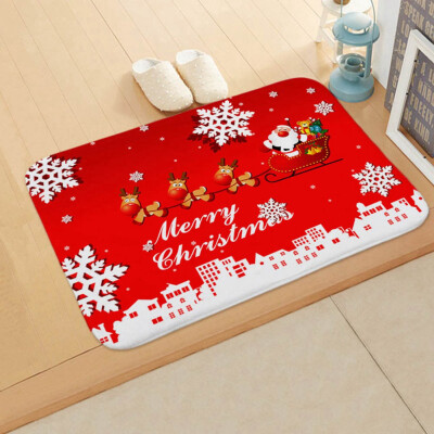 

New Fashion 8 Styles Santa Claus Christmas Flannel Door Mat Floor Mat Bathroom Home Absorbent Non-Slip