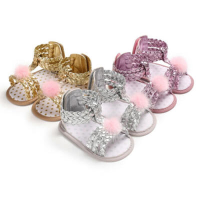 

US Summer Newborn Baby Girl Toddler Soft Crib Shoes Sandals Anti-slip Prewalker
