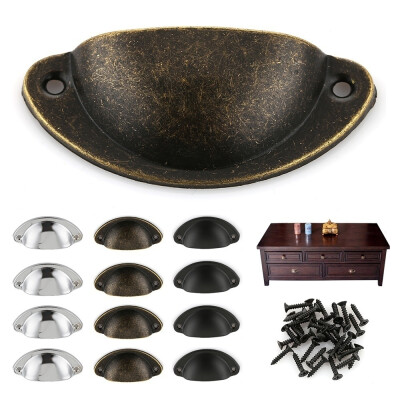 

6PCS Vintage Cupboard Cabinet Cup Drawer Furniture Antique Knob Shell Pull Handle Homebronze