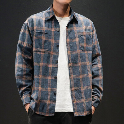 

Tailored Mens Fashion New Style Retro Plaid Shirt Long-Sleeved Shirt Comfortable Shirt