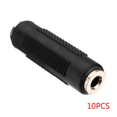 

10PCS Black 35mm Female to plug Female Audio Stereo Earphone Adapter Headphone Jack Connector