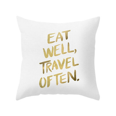

Hot Geometric Simple Alphabet Pattern Peach Suede Gold Shining Printed Throw Pillow Case Home