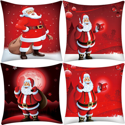 

Tailored Merry Christmas Print Pillow Case Polyester Sofa Car Cushion Cover Home Decor