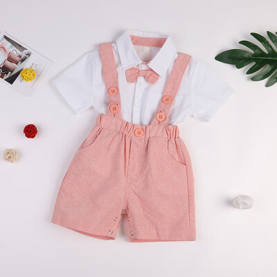 

Summer Baby Girl Casual Short Sleeve Tops Shirt Suspenders Strap Shorts Outfits Set