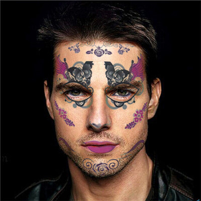 

Toponeto Halloween Temporary Face Art Waterproof Mask Sugar Skull Tattoo Beauty Sticker